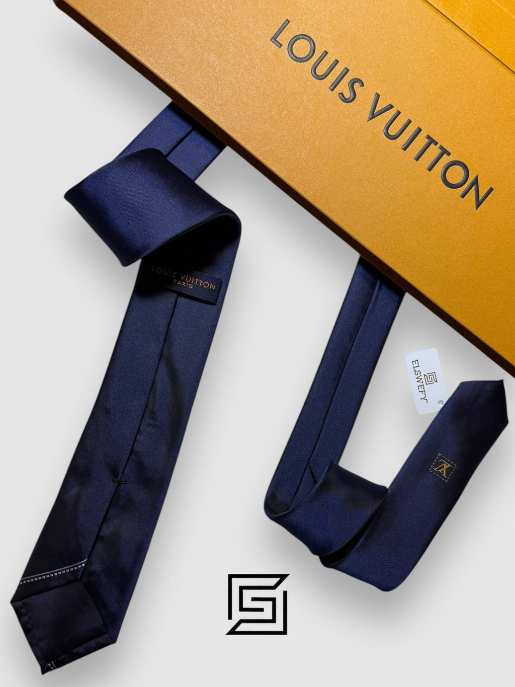Louis Vuitton - Navy Blue LV Yellow Logo End Of Tie