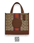 Dempsey Tote 22 Bag In Signature Jacquard With Stripe And Coach Patch Style No. C8417 Brown