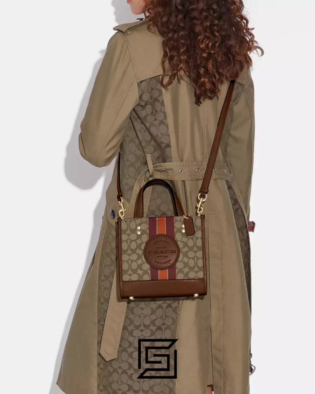 Dempsey Tote 22 Bag In Signature Jacquard With Stripe And Coach Patch Style No. C8417 Brown