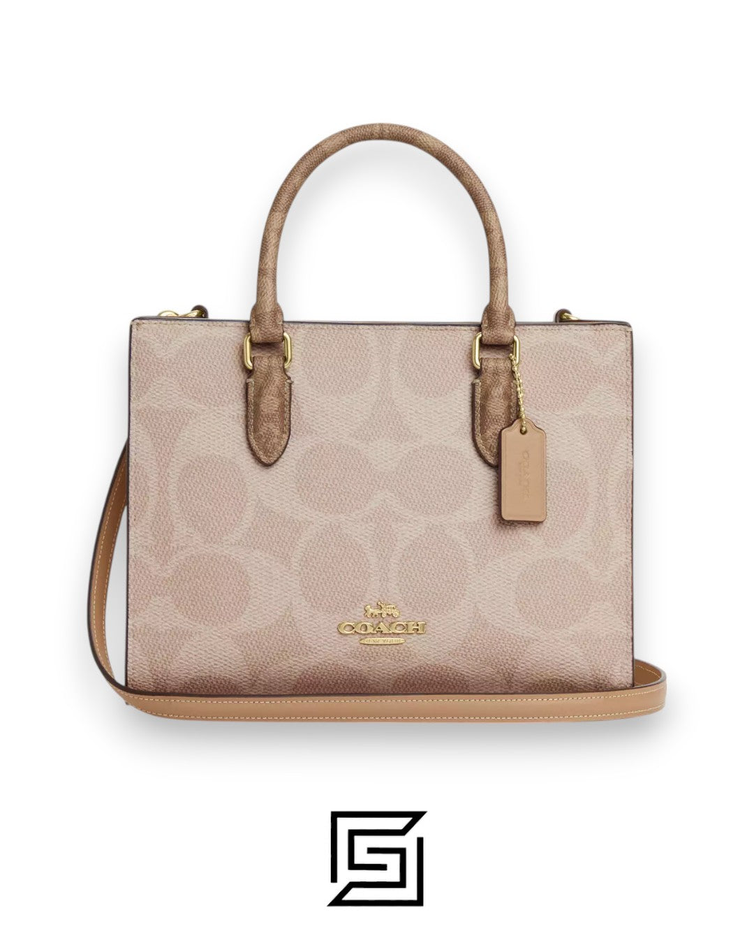 Maggie Small Tote Bag In Blocked Signature Canvas CY676 Khaki