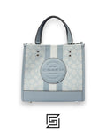 Dempsey Tote 22 In Signature Jacquard With Stripe And Coach Patch Style No. C8417 Light Blue