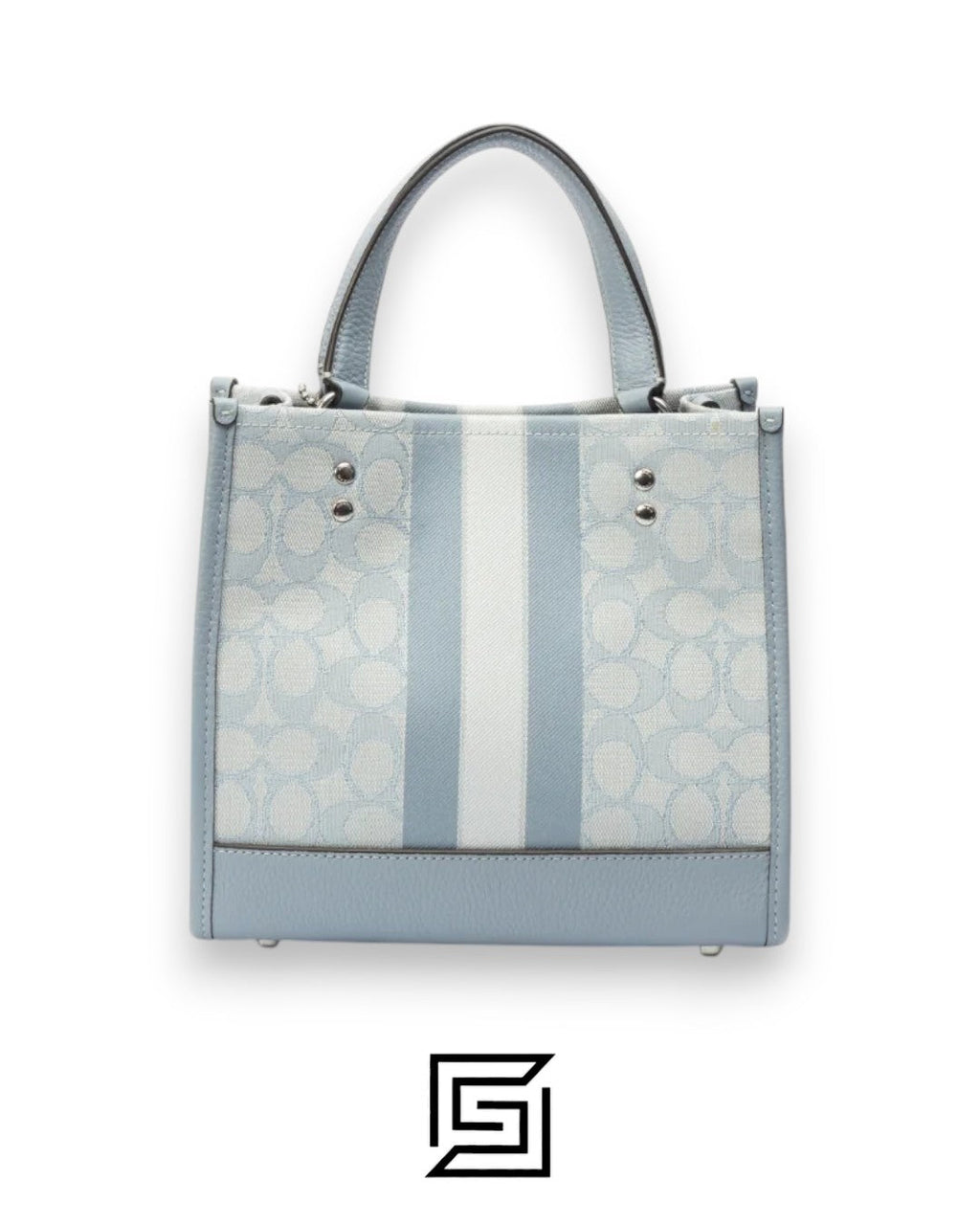 Dempsey Tote 22 In Signature Jacquard With Stripe And Coach Patch Style No. C8417 Light Blue