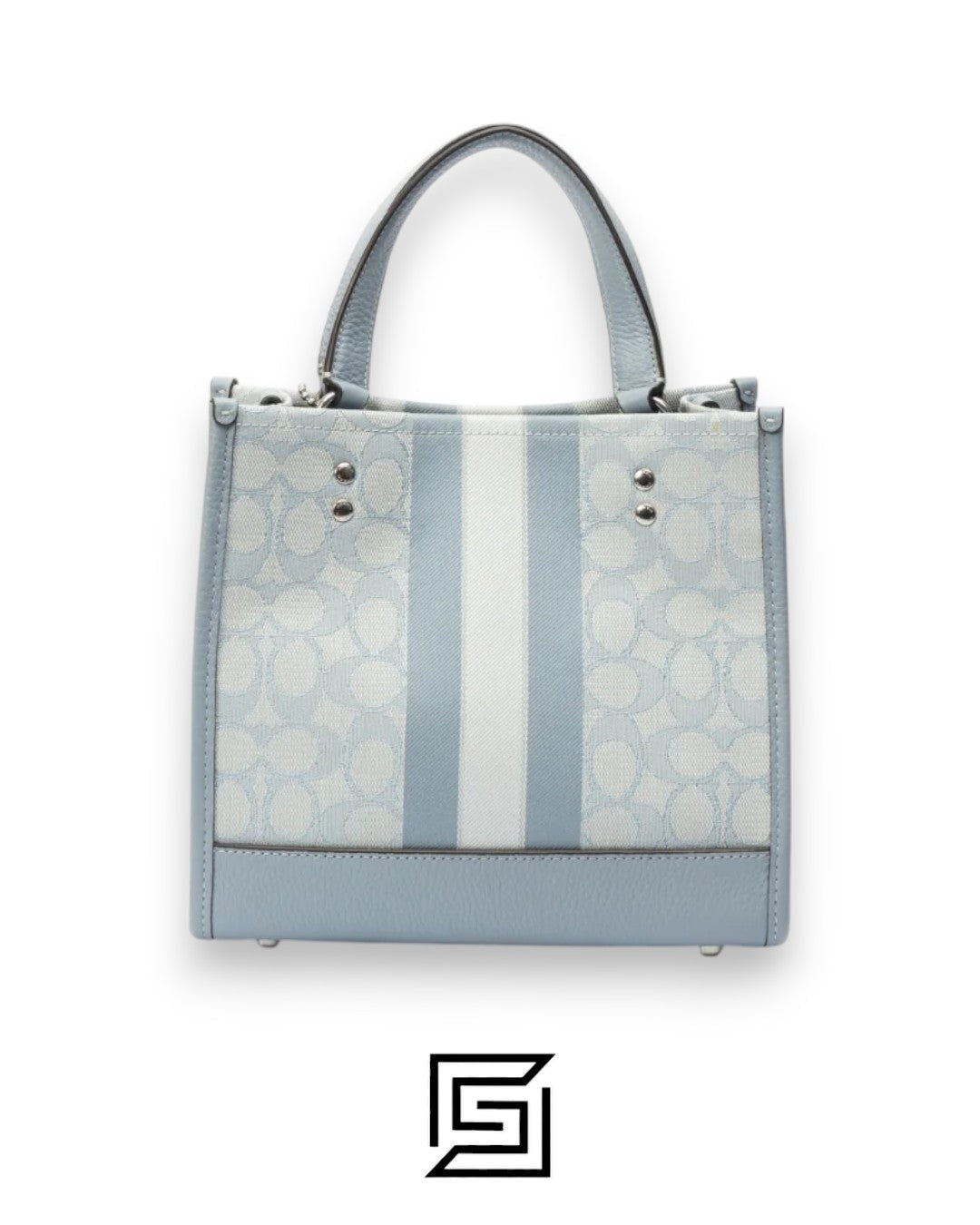 Dempsey Tote 22 In Signature Jacquard With Stripe And Coach Patch Style No. C8417 Light Blue