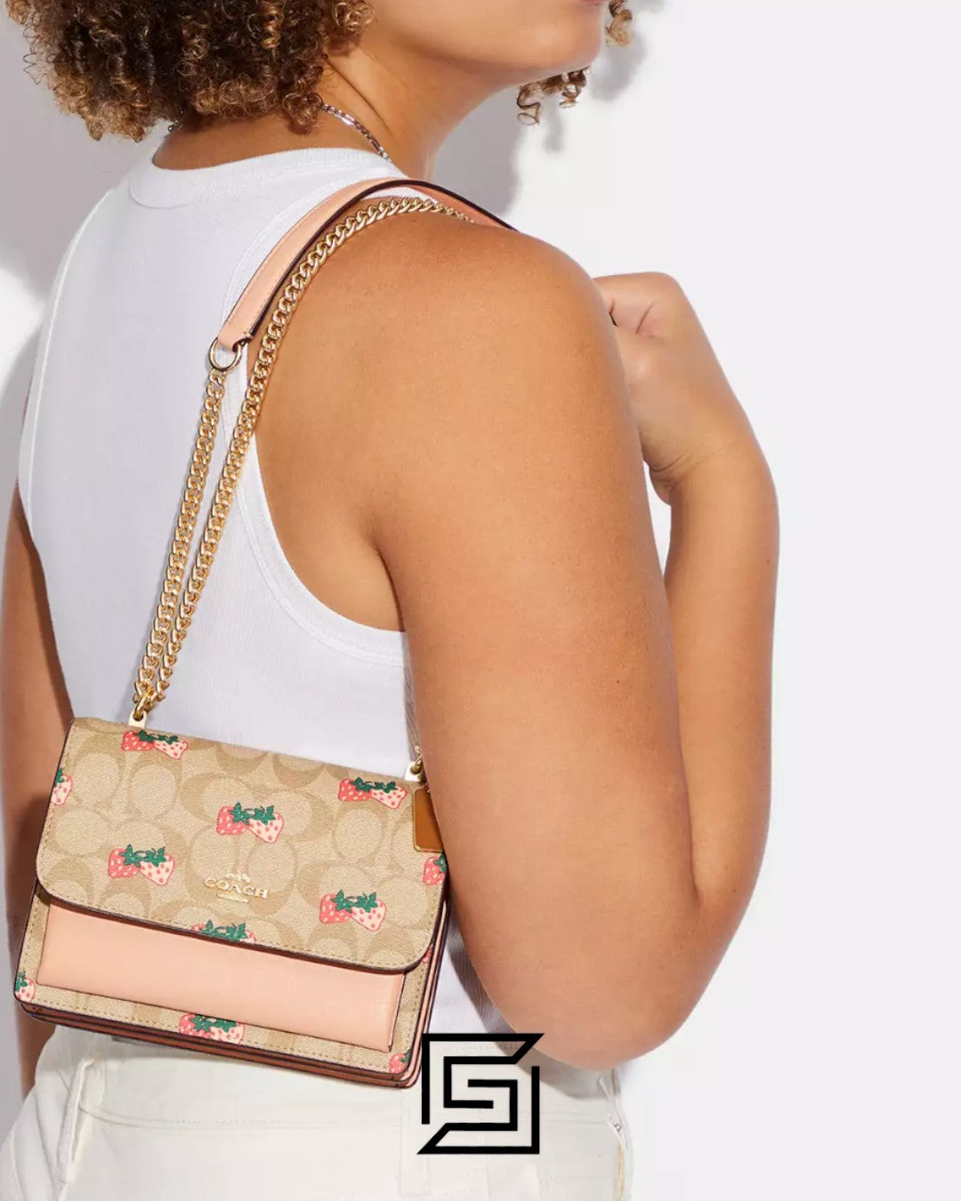 Mini Klare Crossbody In Signature Canvas With Strawberry Print CB594