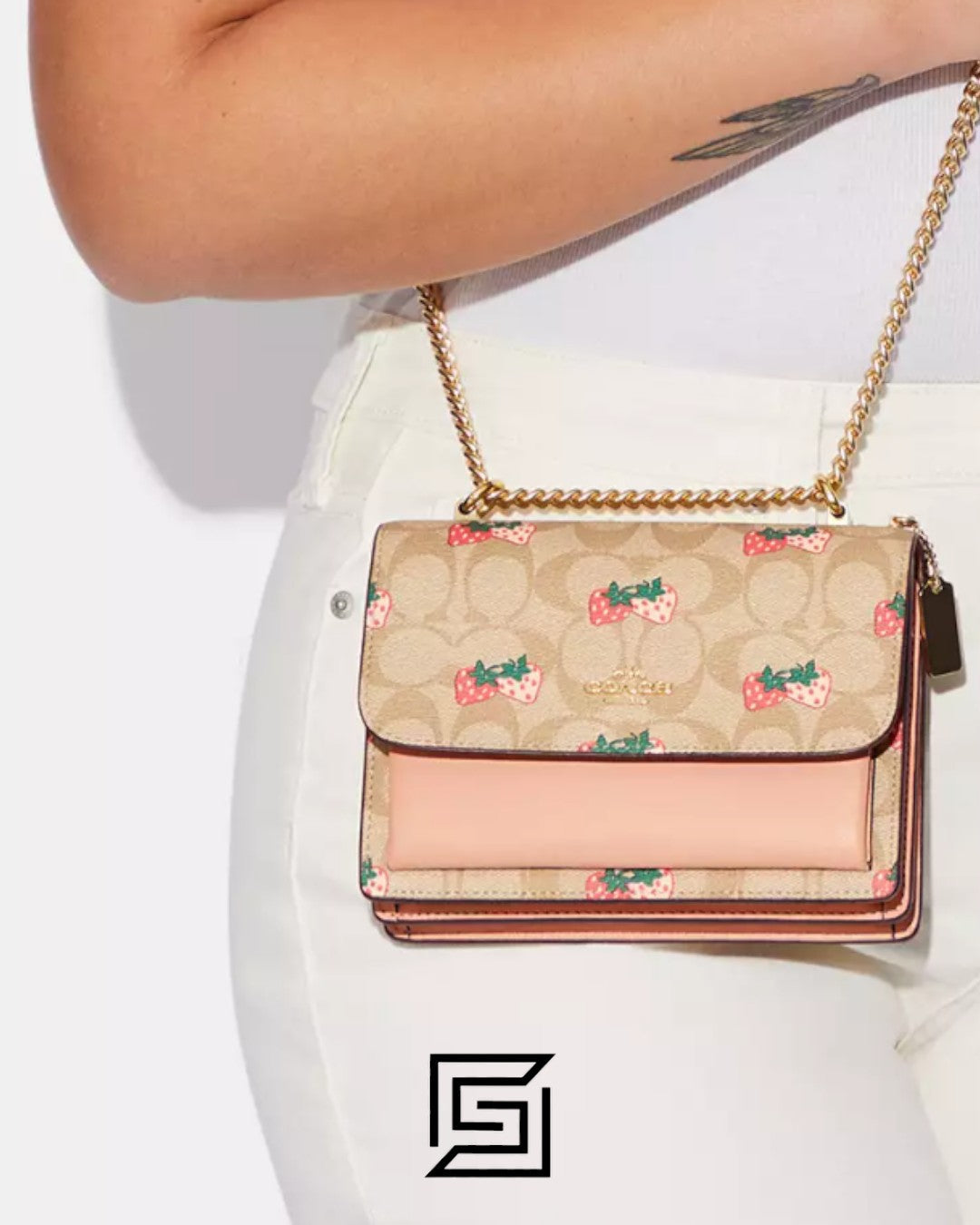 Mini Klare Crossbody In Signature Canvas With Strawberry Print CB594