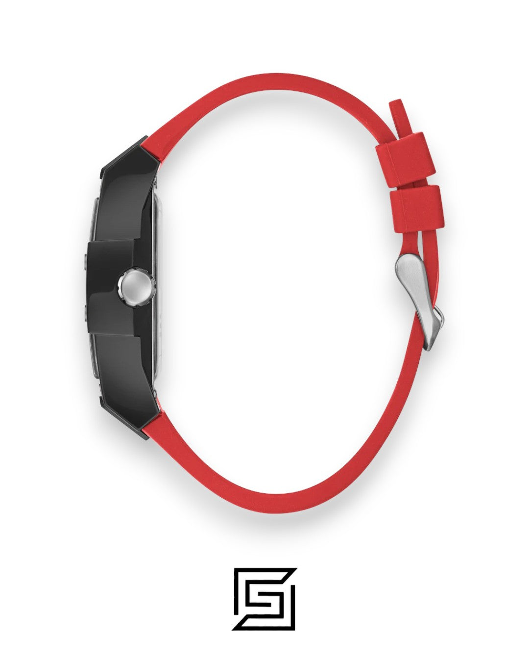 GUESS MEN BLACK Tone Analog Band Color	Red WATCH GW0203G4