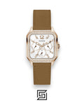 GUESS Ladies ROSE GOLD Tone Analog BAND Leather BROWN Watch GW0309L3