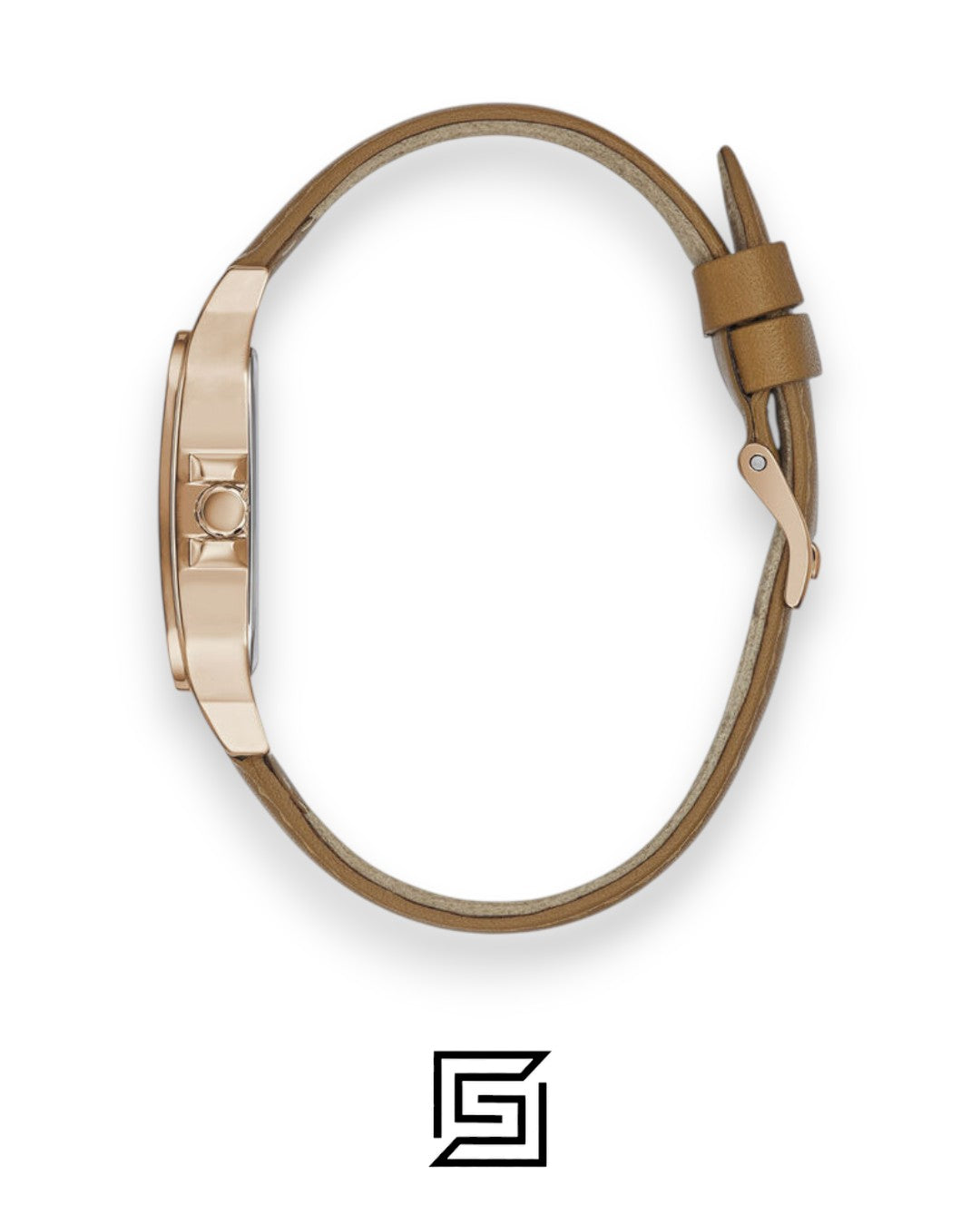 GUESS Ladies ROSE GOLD Tone Analog BAND Leather BROWN Watch GW0309L3