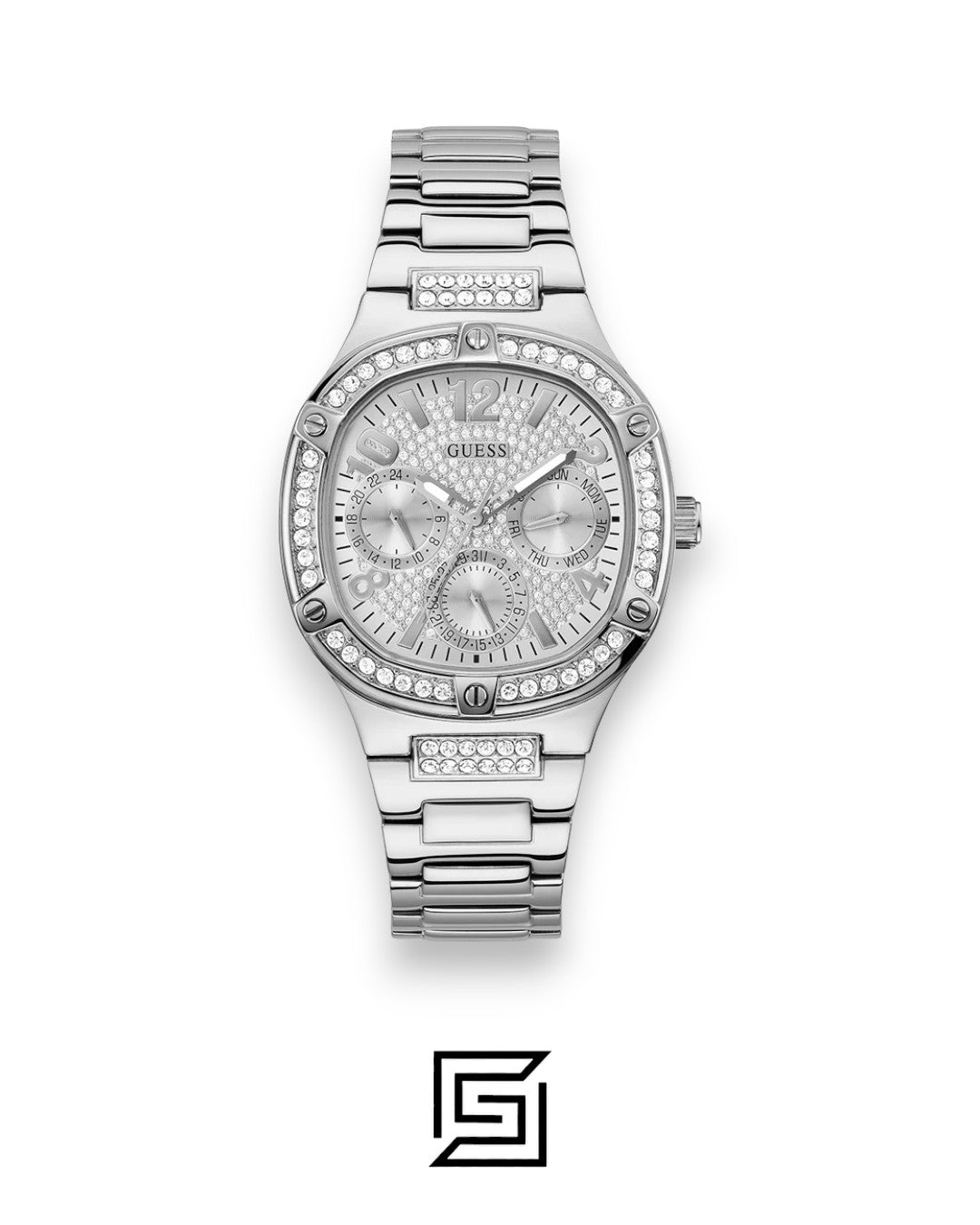 ساعة أنالوج فضية اللون من GUESS للنساء طراز GW0558L1