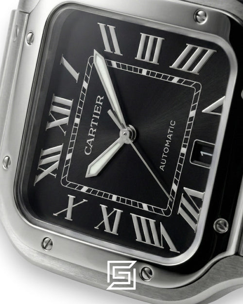 Cartier Santos 3241983 Automatic Black Roman Dial Stainless Steel - 47mm