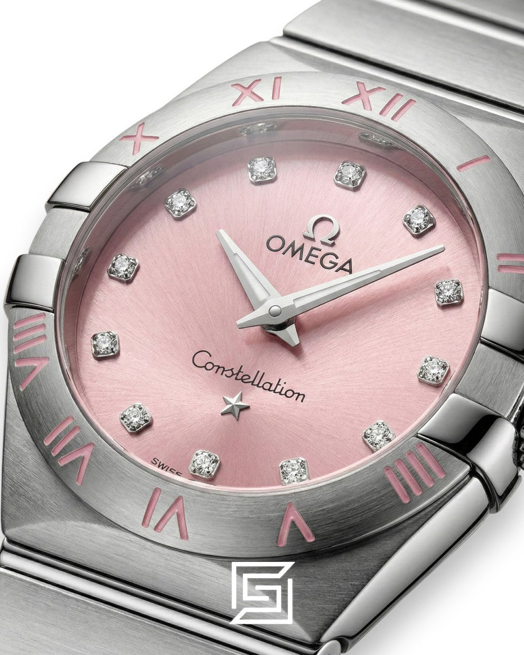 Omega Constellation للسيدات 27 مم – ميناء وردي وستانلس ستيل