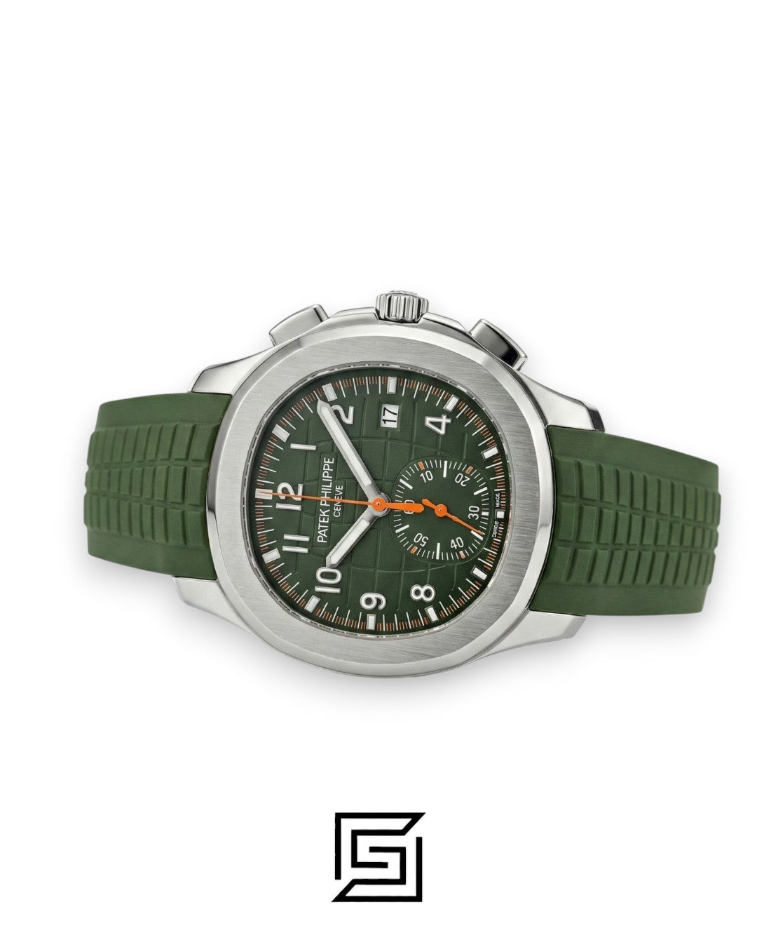 Patek Philippe Aquanaut Chronograph – Green Dial × Green Rubber Strap – Japanese Automatic Orange Second Hand