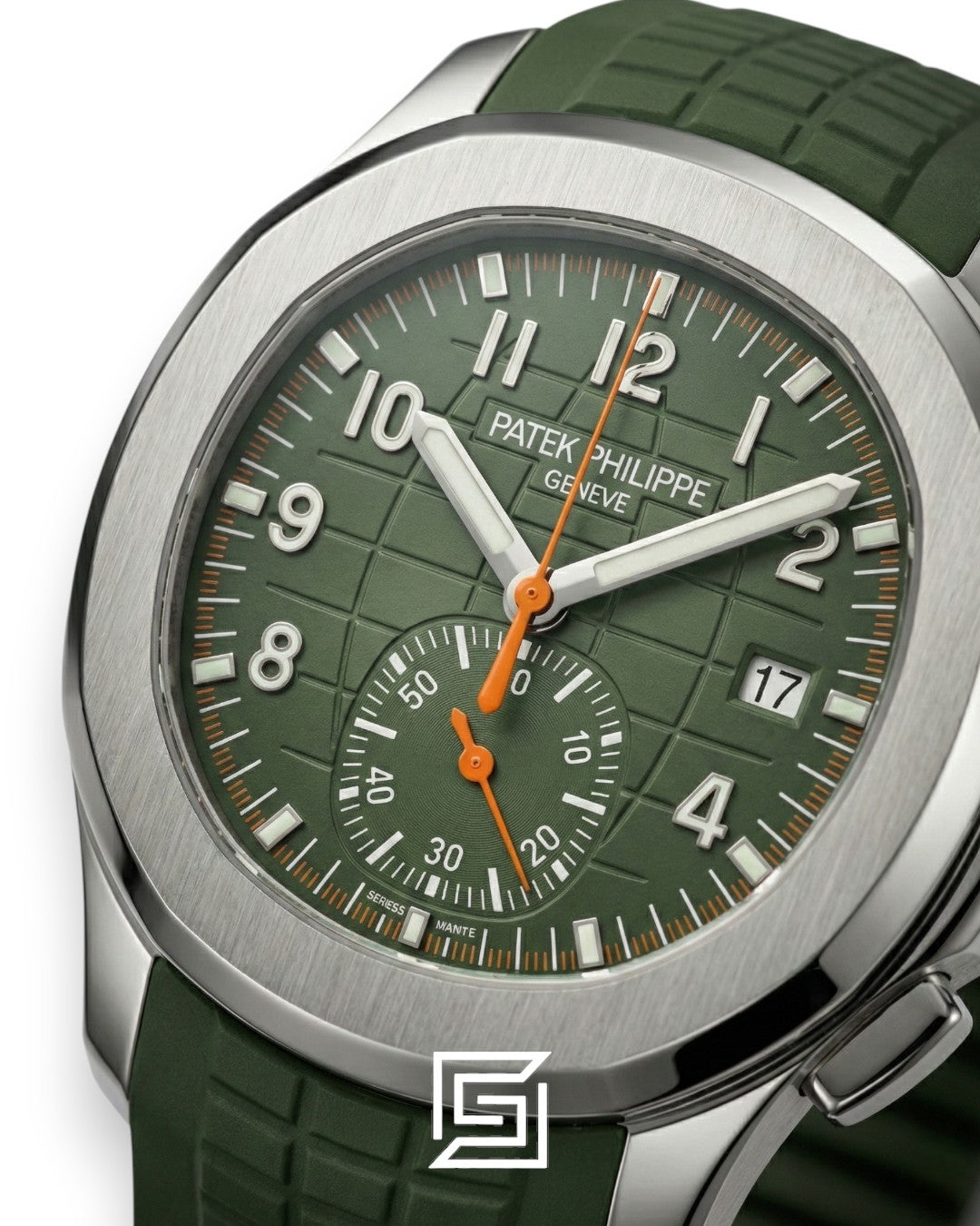 Patek Philippe Aquanaut Chronograph – Green Dial × Green Rubber Strap – Japanese Automatic Orange Second Hand