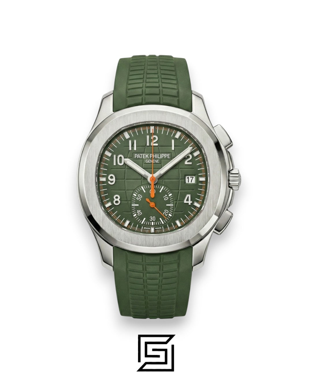 Patek Philippe Aquanaut Chronograph – Green Dial × Green Rubber Strap – Japanese Automatic Orange Second Hand