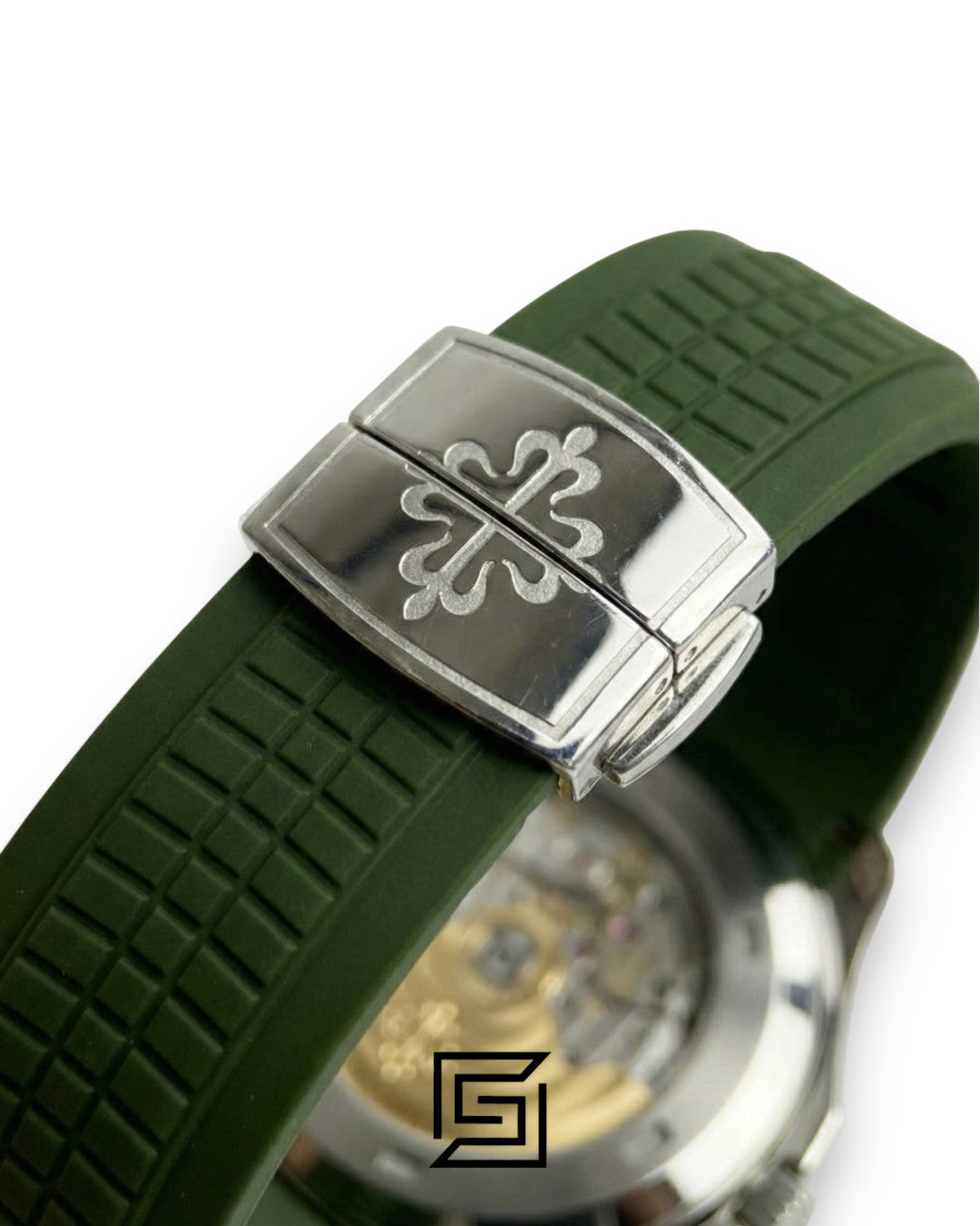 Patek Philippe Aquanaut Chronograph – Green Dial × Green Rubber Strap – Japanese Automatic White Second Hand