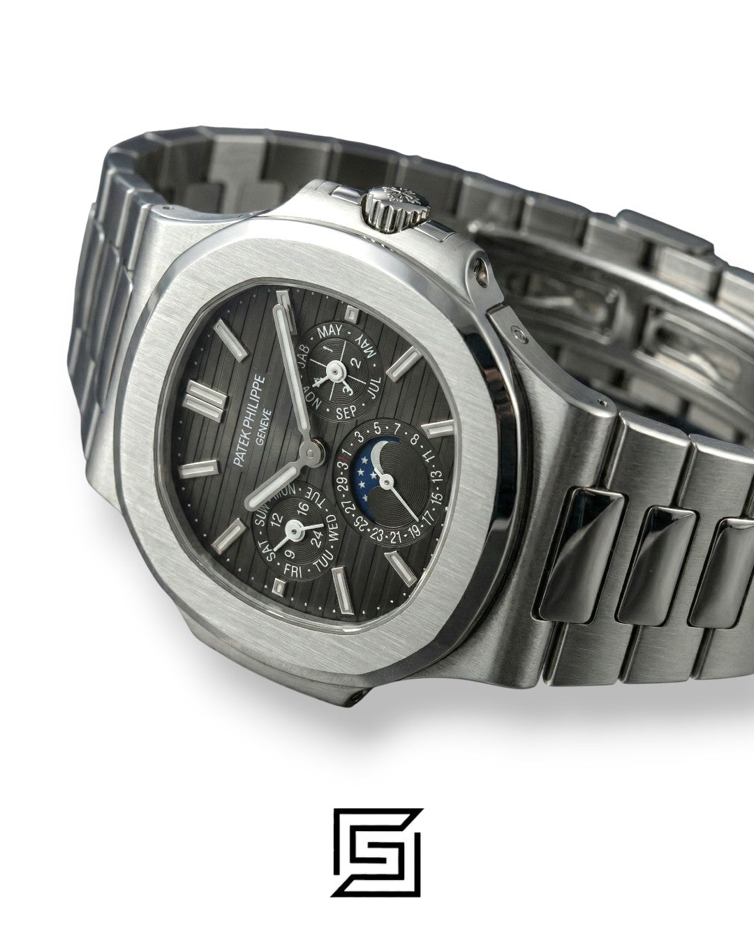 Patek Philippe Nautilus Perpetual Calendar – Black Dial – Japanese Automatic Chronograph – Stainless Steel Bracelet