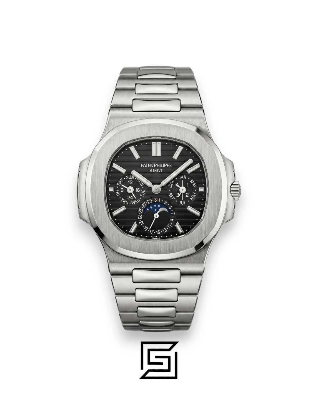 Patek Philippe Nautilus Perpetual Calendar – Black Dial – Japanese Automatic Chronograph – Stainless Steel Bracelet
