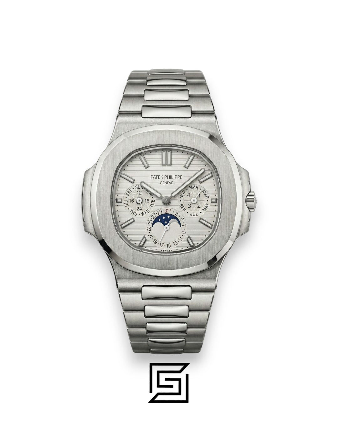 Patek Philippe Nautilus Perpetual Calendar – White Dial – Japanese Automatic Chronograph – Stainless Steel Bracelet