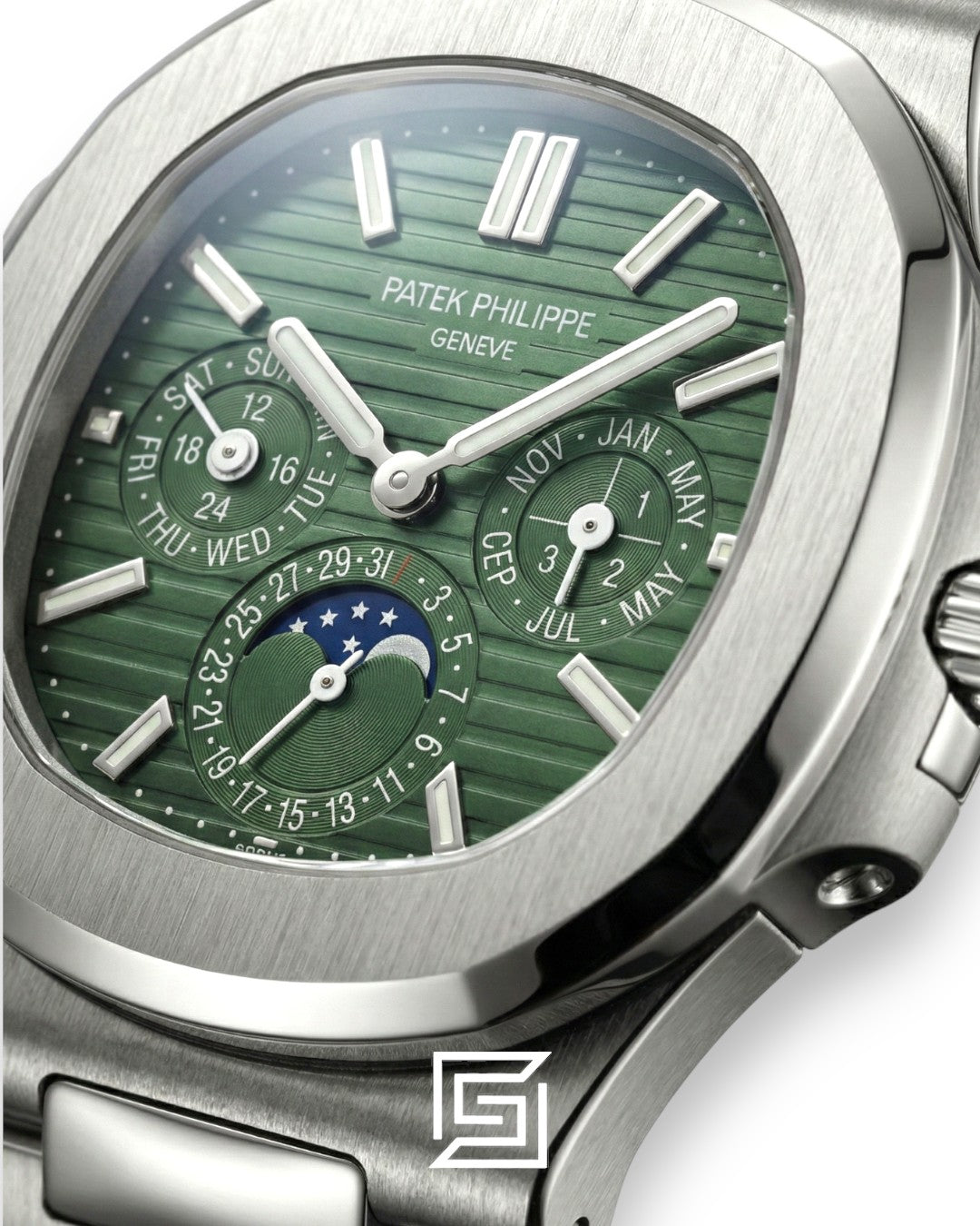 Patek Philippe Nautilus Perpetual Calendar – Green Dial – Japanese Automatic Chronograph – Stainless Steel Bracelet