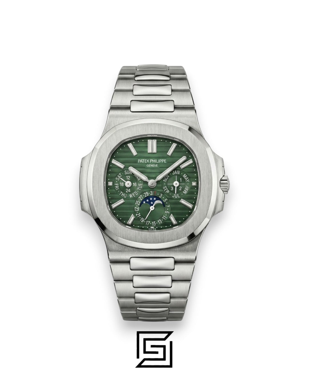 Patek Philippe Nautilus Perpetual Calendar – Green Dial – Japanese Automatic Chronograph – Stainless Steel Bracelet