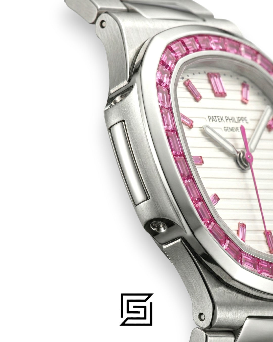 Patek Philippe Nautilus – White Dial – Pink Gem Bezel – Japanese Automatic