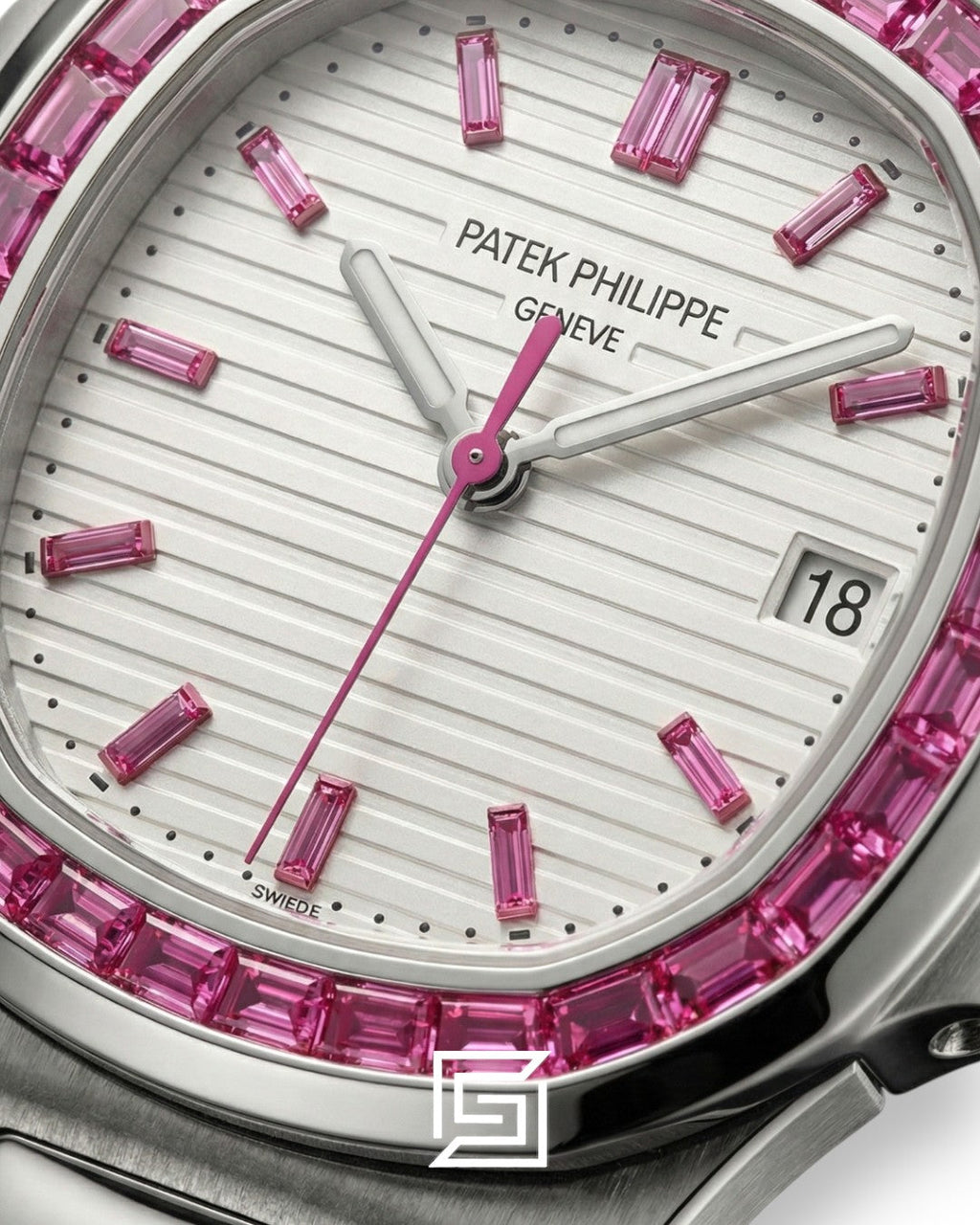 Patek Philippe Nautilus – White Dial – Pink Gem Bezel – Japanese Automatic