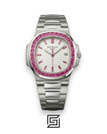 Patek Philippe Nautilus – White Dial – Pink Gem Bezel – Japanese Automatic