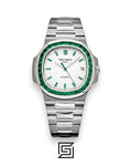 Patek Philippe Nautilus – White Dial – Green Gem Bezel – Japanese Automatic