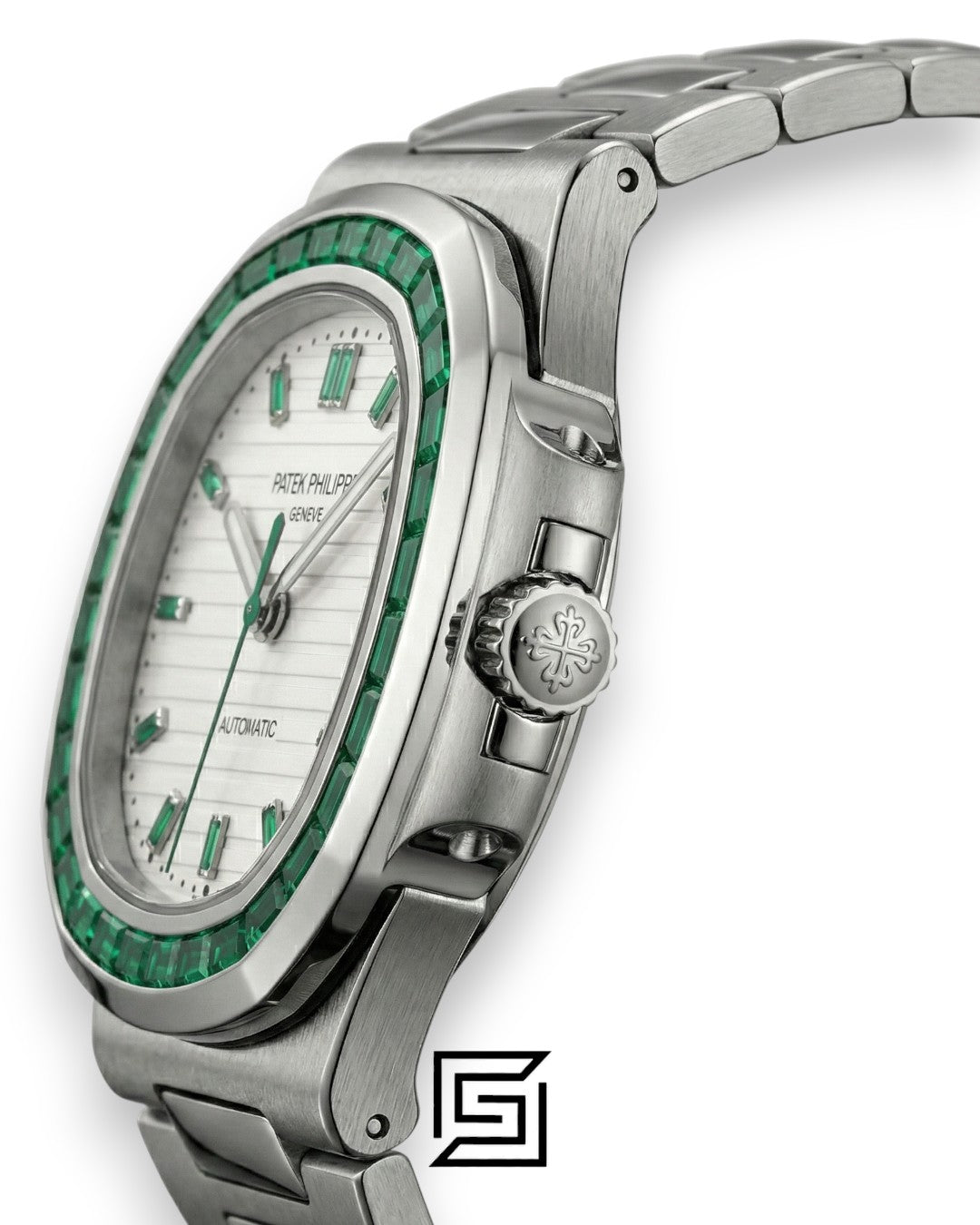Patek Philippe Nautilus – White Dial – Green Gem Bezel – Japanese Automatic