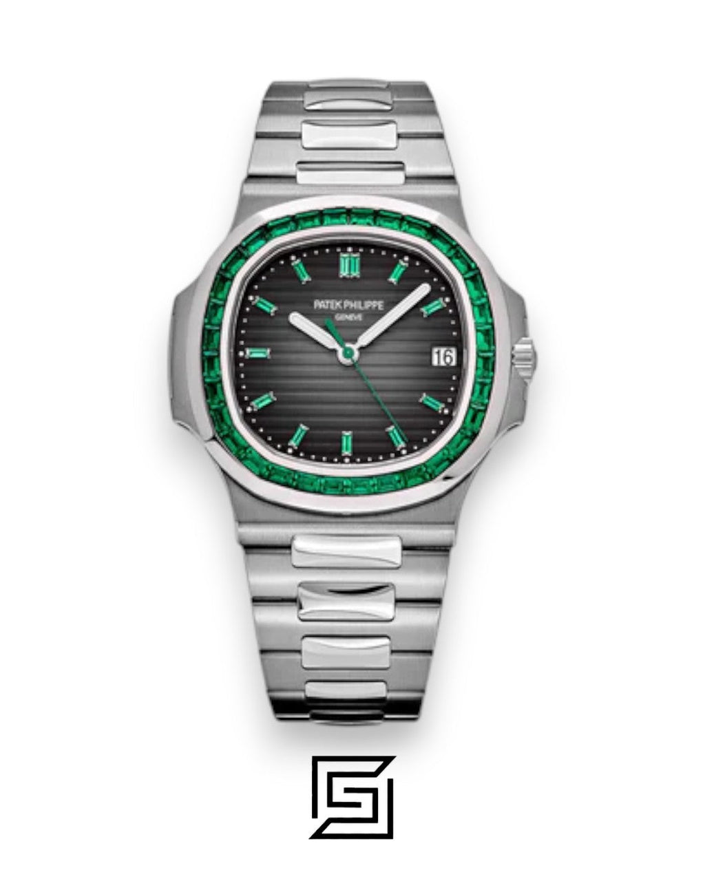 Patek Philippe Nautilus Japanese Automatic – Black Dial with Green Gem Bezel