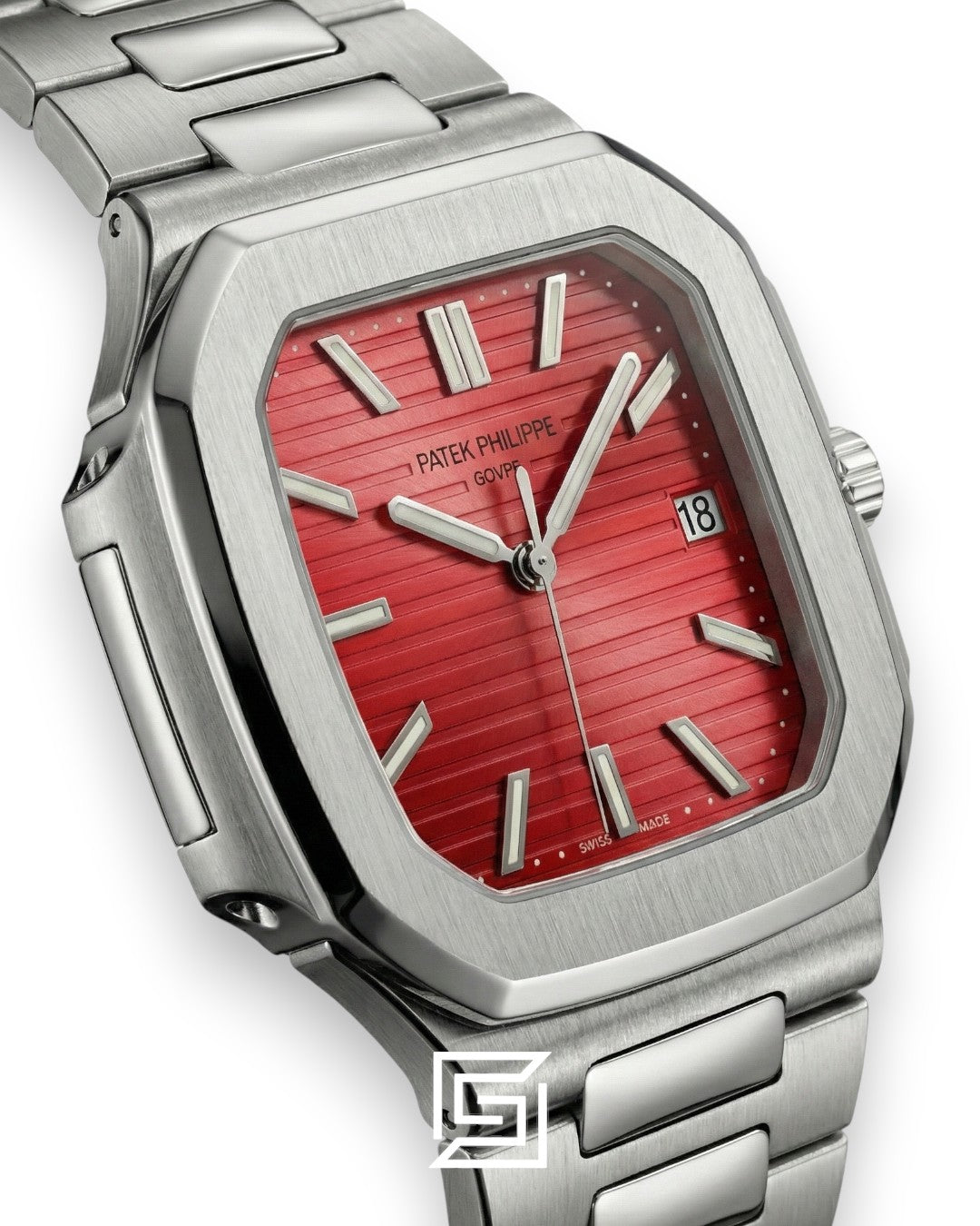 Patek Philippe Cubitus – Japanese Automatic – Red Dial – Stainless Steel Bracelet