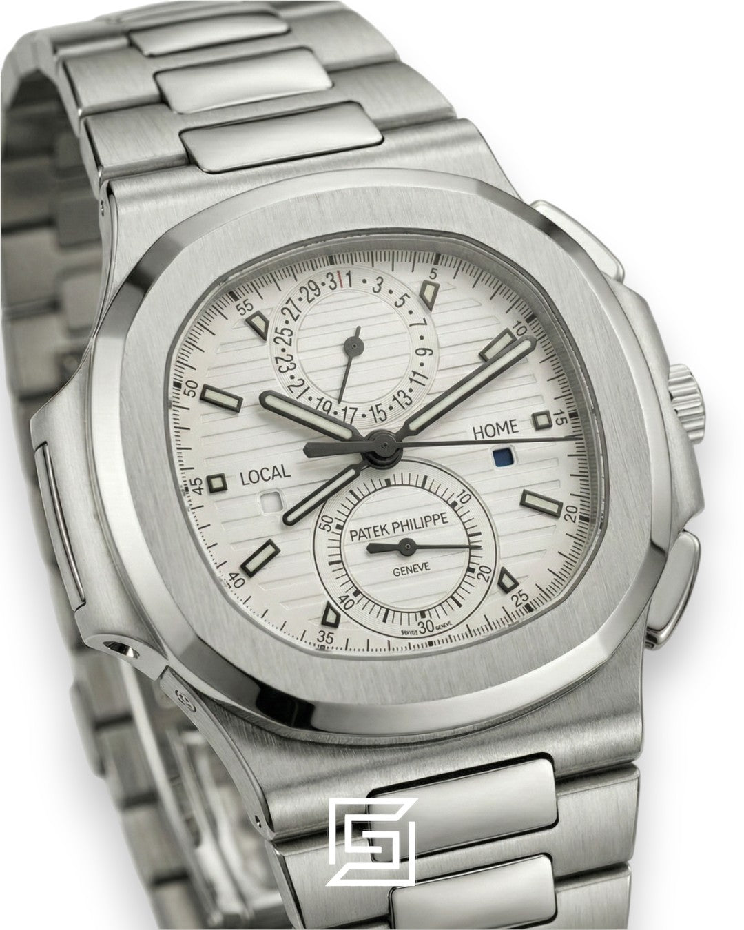 Patek Philippe Nautilus Travel Time – White Dial – Japanese Automatic Chronograph – Stainless Steel Bracelet