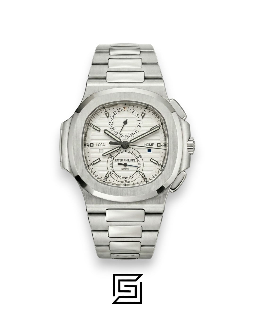 Patek Philippe Nautilus Travel Time – White Dial – Japanese Automatic Chronograph – Stainless Steel Bracelet
