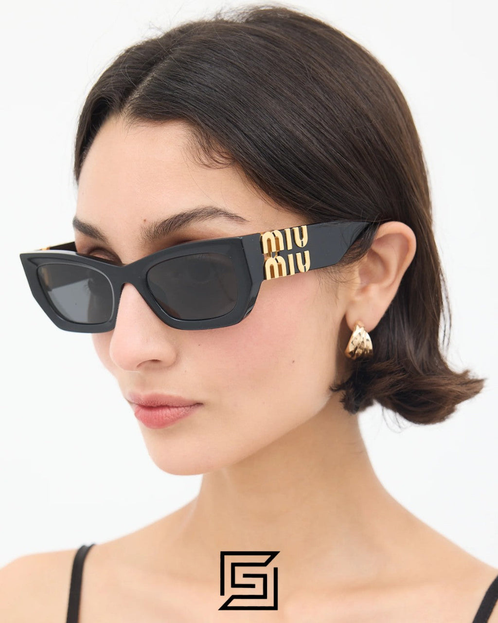 Miu Miu SMU09WS عدسات سوداء وإطار أسود