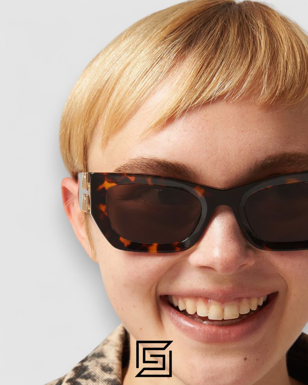 Miu Miu SMU09WS عدسات بنية وإطار بني بنقشة تايغر