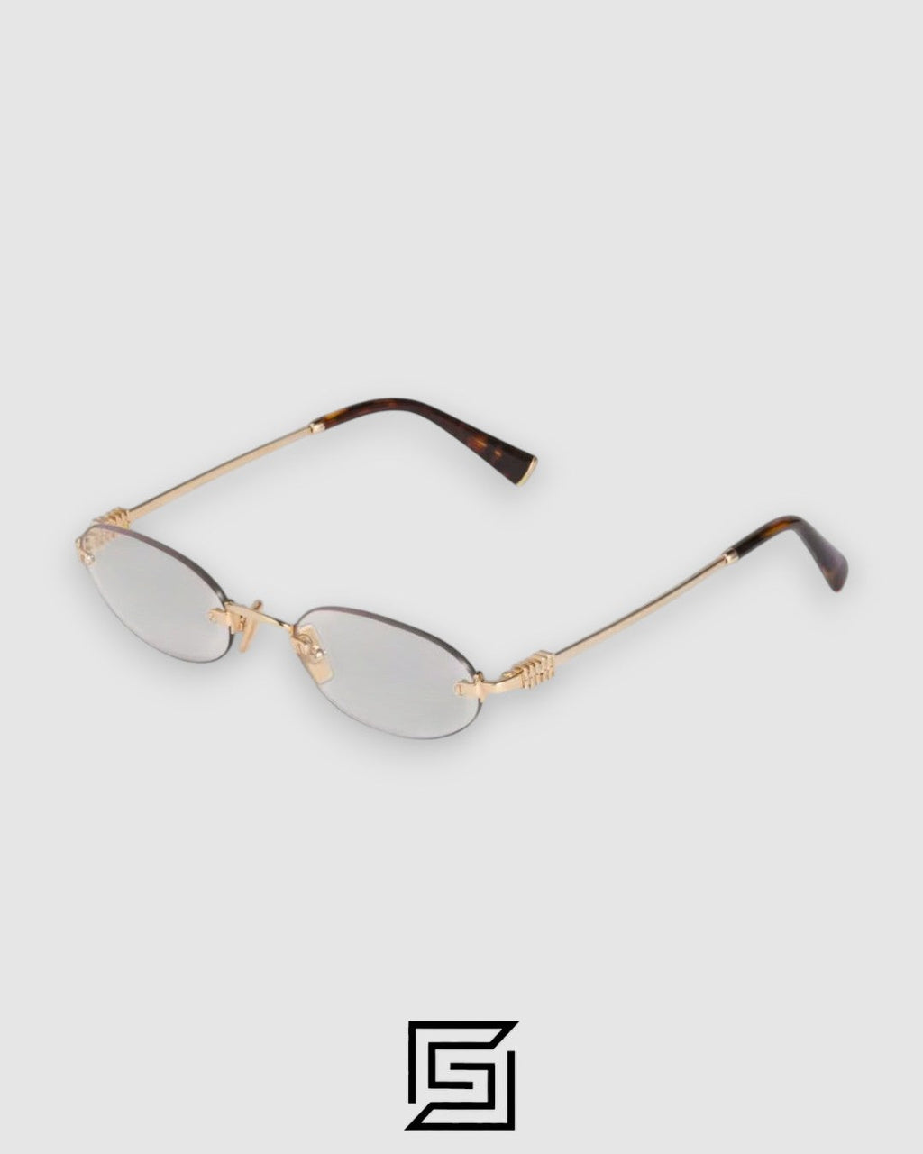 Miu Miu SMUA54s zvn101 مرشح الضوء الأزرق الشفاف مع إطار ذهبي