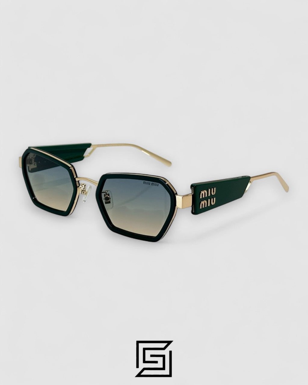 عدسات Miu Miu MU61 الخضراء الفاتحة وإطار أخضر