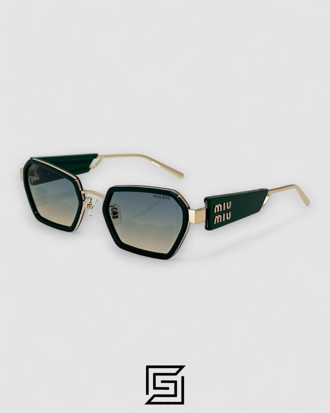 عدسات Miu Miu MU61 الخضراء الفاتحة وإطار أخضر