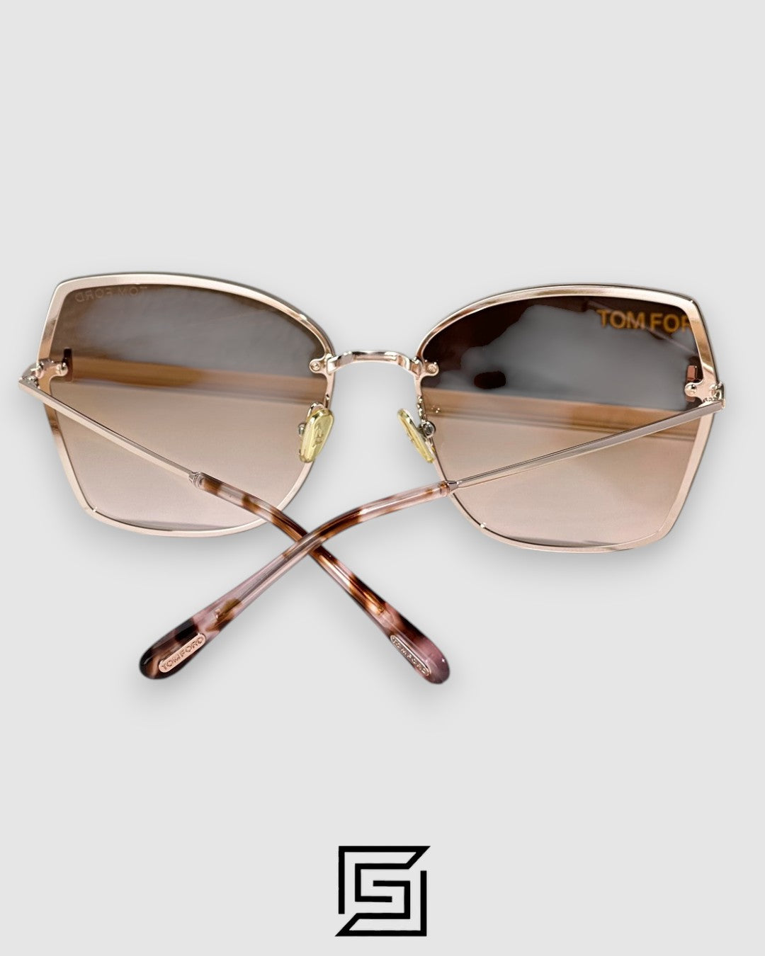 Tom Ford FT1107 عدسات مرآة بنية وإطار ذهبي