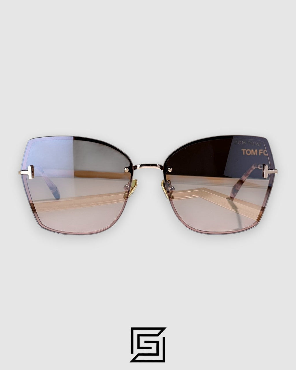 Tom Ford FT1107 عدسات مرآة بنية وإطار ذهبي