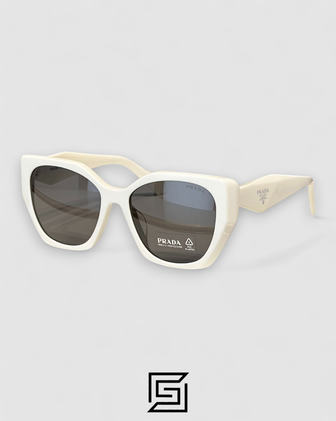 Prada SPR 19Z Black Lenses White Frame