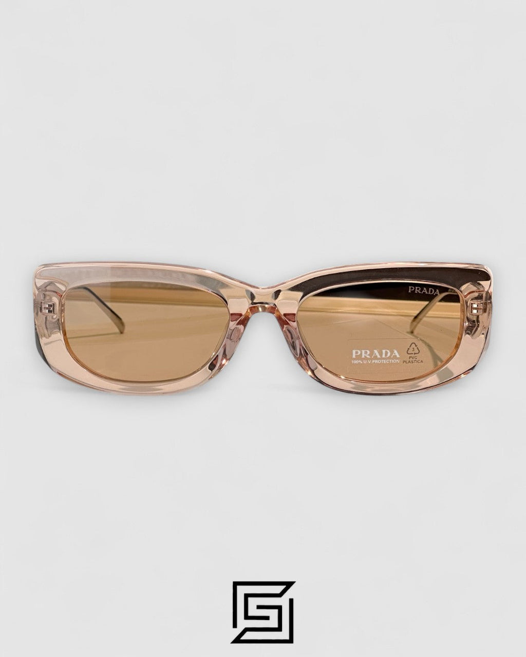 Prada SPR 14Y Clear Brown Light Filter Lenses Salmon Frame