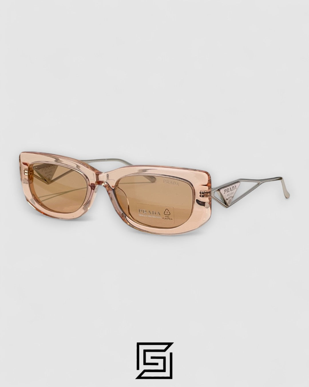 Prada SPR 14Y Clear Brown Light Filter Lenses Salmon Frame