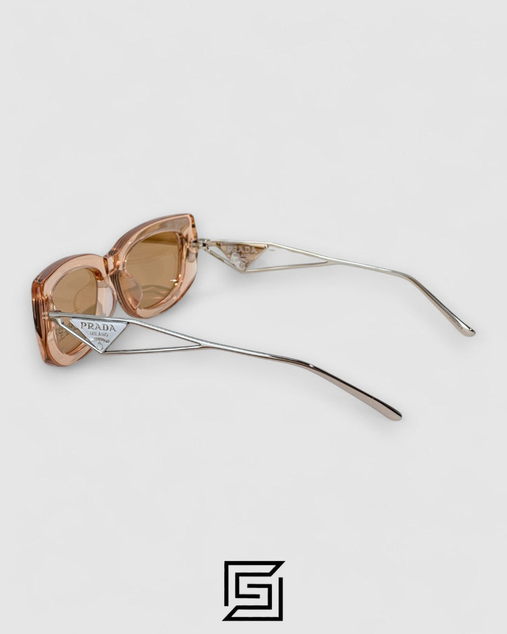 Prada SPR 14Y Clear Brown Light Filter Lenses Salmon Frame