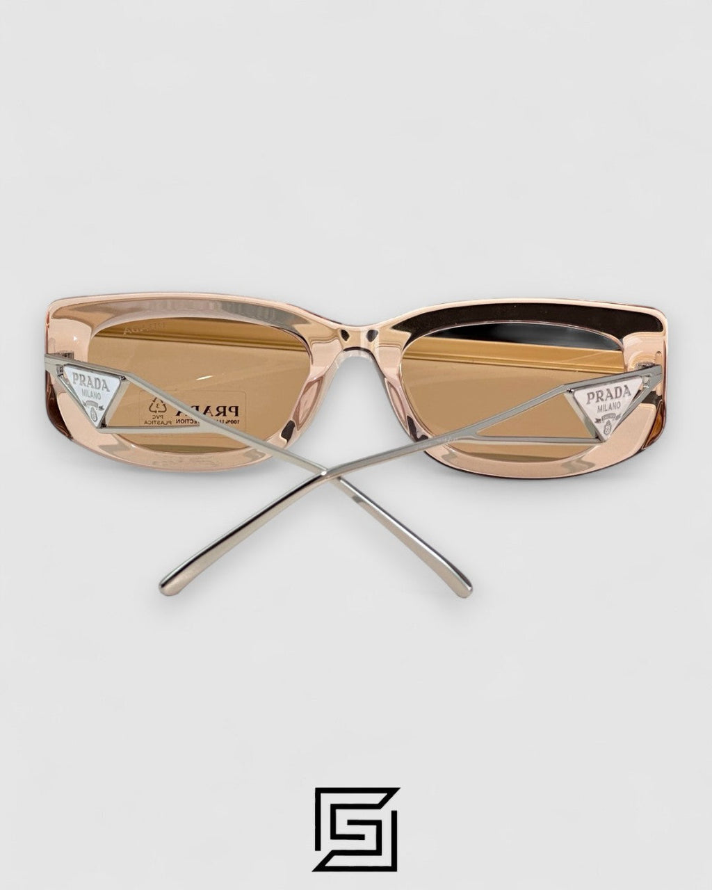 Prada SPR 14Y Clear Brown Light Filter Lenses Salmon Frame