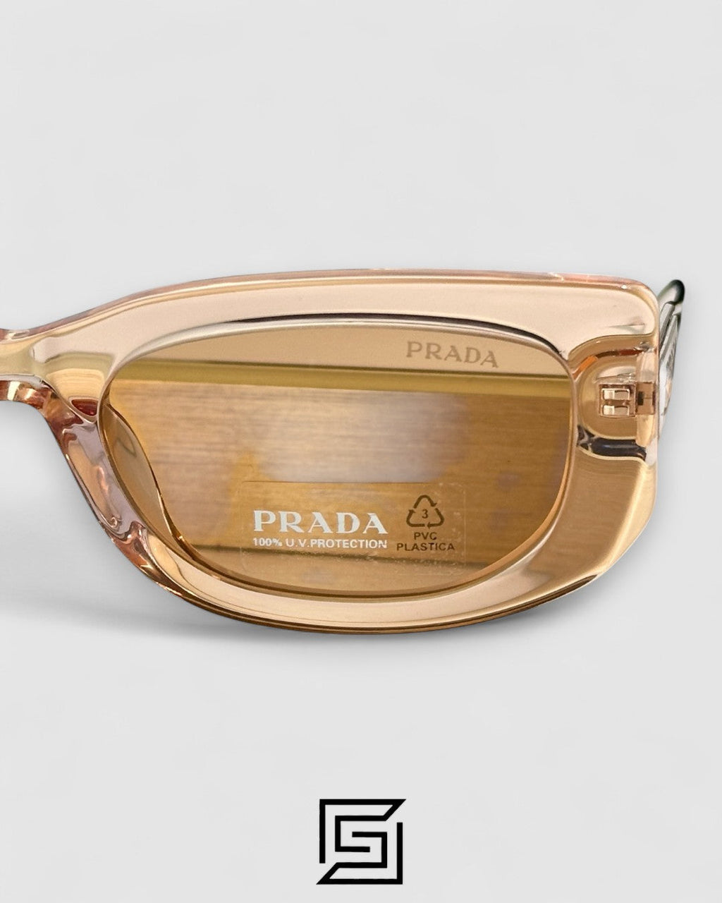Prada SPR 14Y Clear Brown Light Filter Lenses Salmon Frame