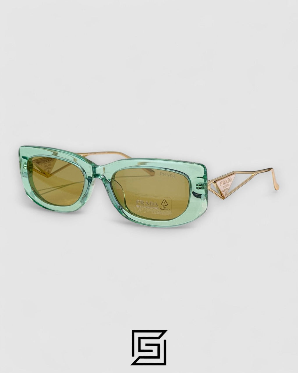 Prada SPR 14Y Clear Olive Light Filter Lenses Green Frame
