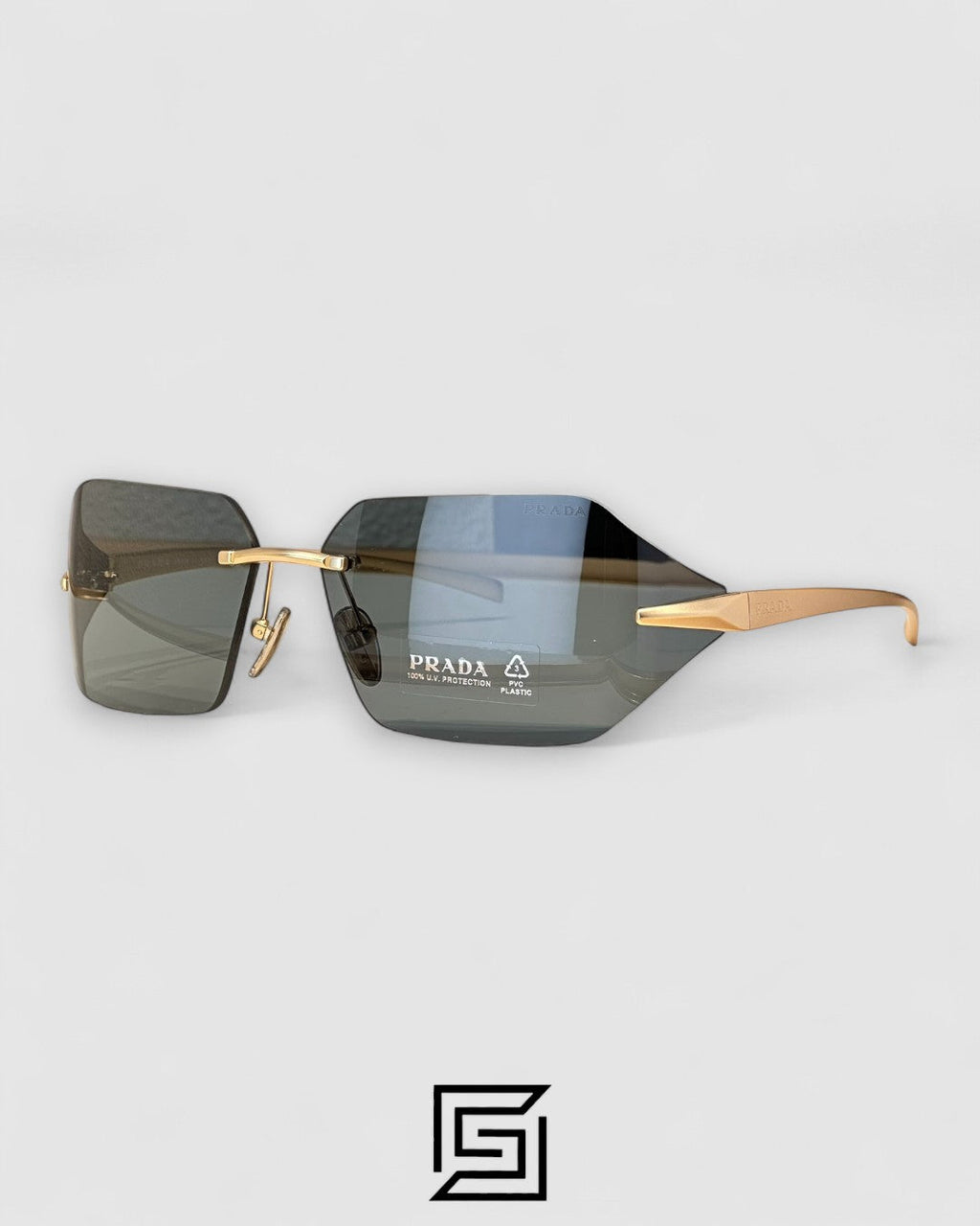 Prada SPR A55 Olive Lenses Gold Frame
