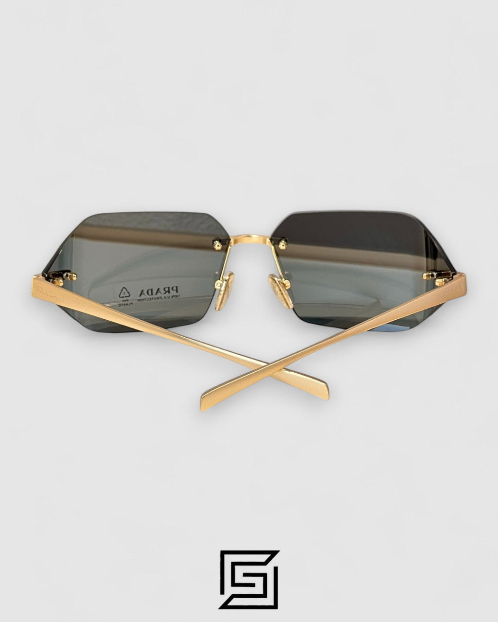 Prada SPR A55 Olive Lenses Gold Frame