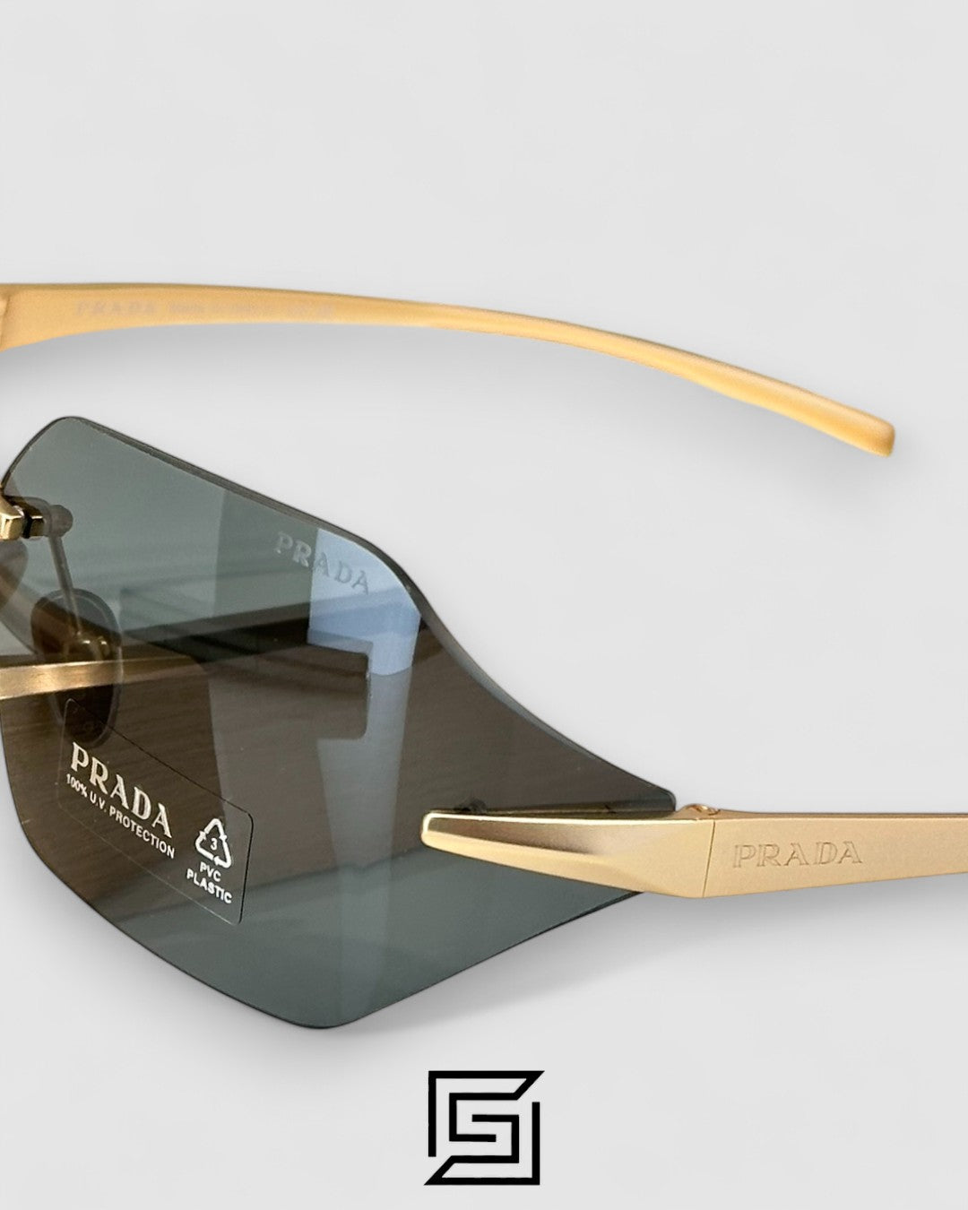 Prada SPR A55 Olive Lenses Gold Frame